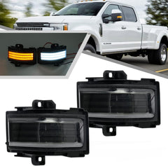 2017-2027+ Ford Super Duty F250 Smoked White Amber LED Mirror Lights