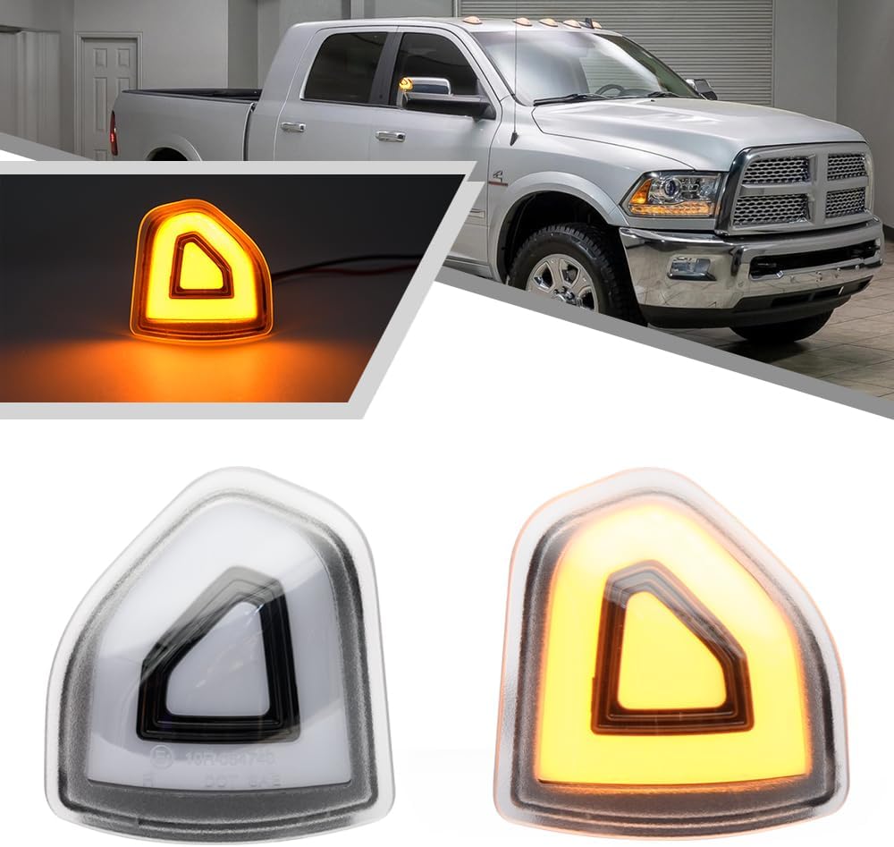 2009-2022 Ram 1500 2500 HD Smoked White Amber LED Tow Mirror Lights