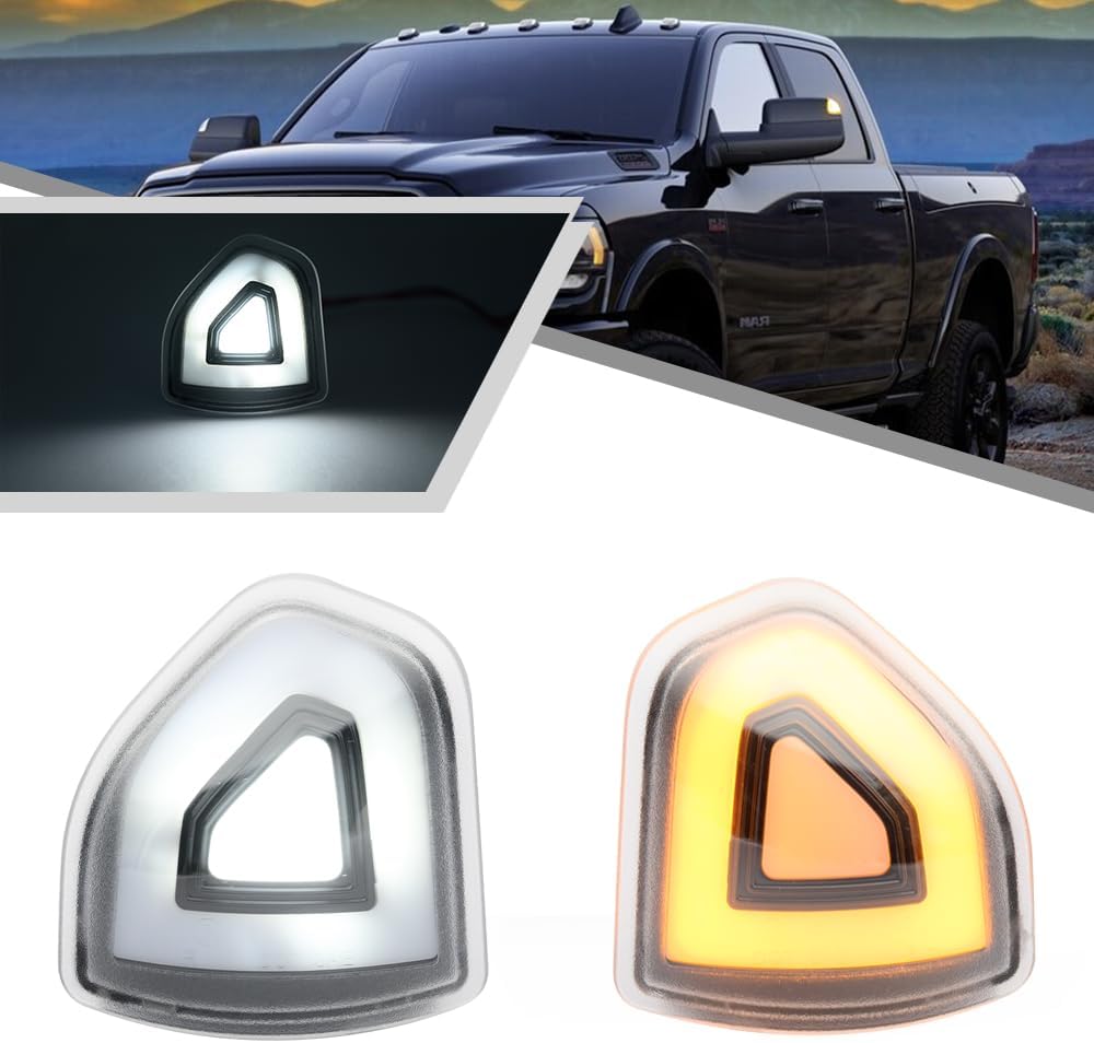 2009-2022 Ram 1500 2500 HD Smoked White Amber LED Tow Mirror Lights