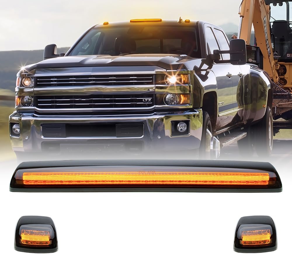 2015-2019 GMC Chevy HD Smoked White Amber LED Roof Cab Lights