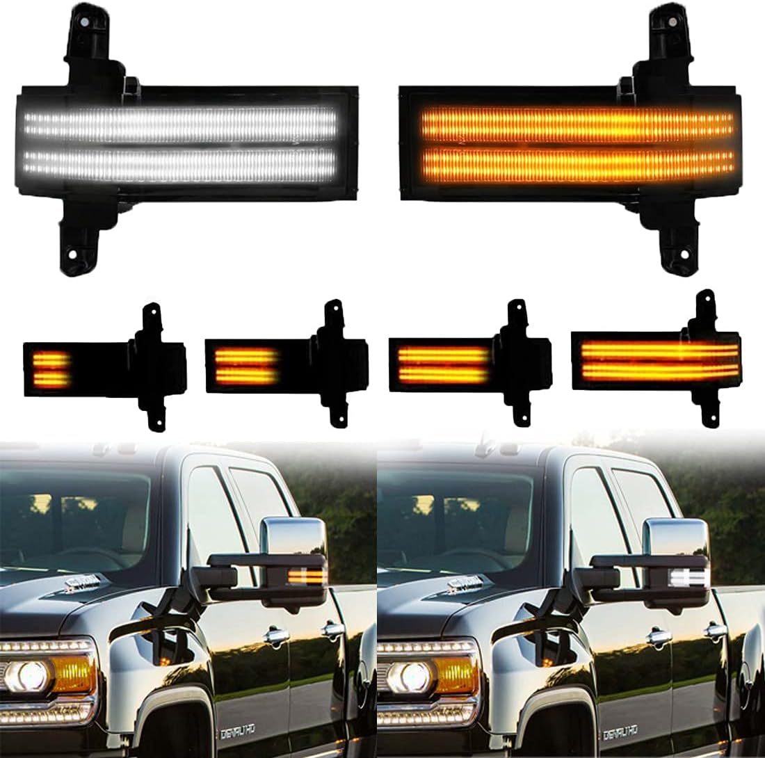 2015-2019 GMC Chevy HD Smoked White Amber LED Roof Cab Lights
