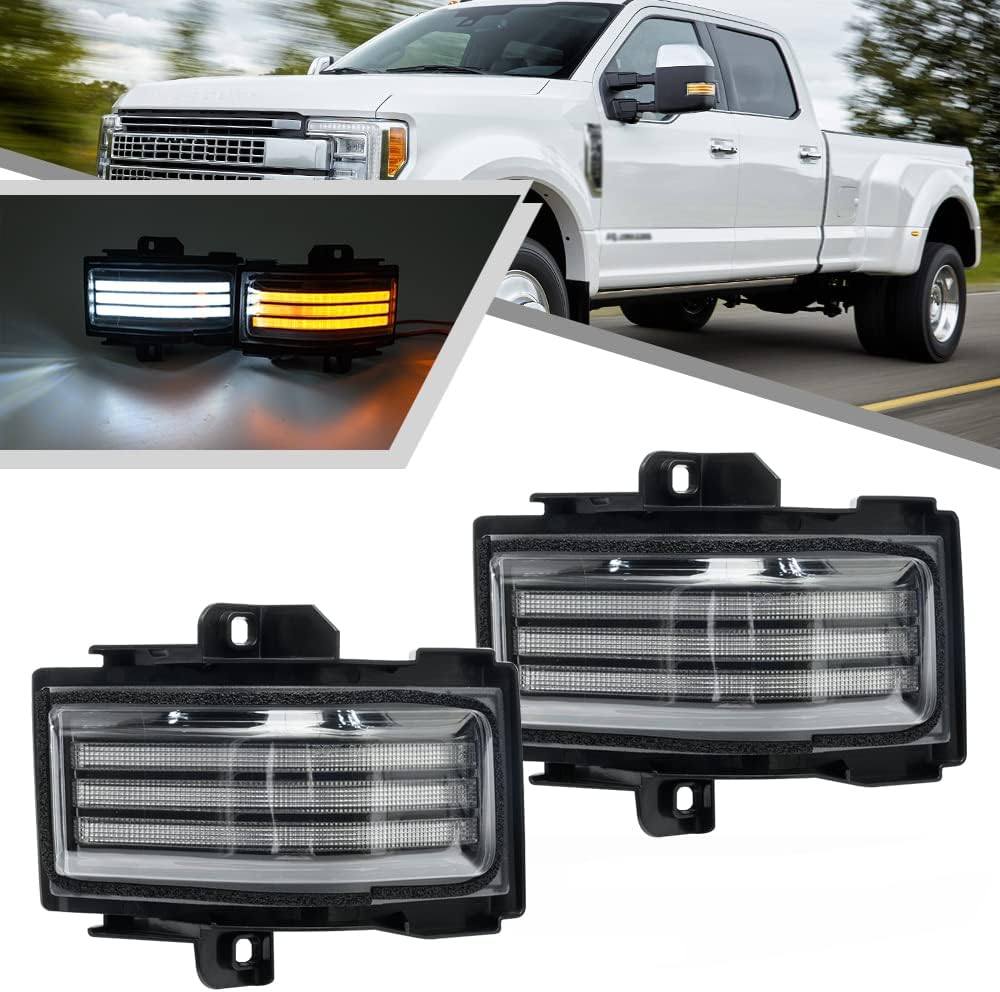 2017-2027+ Ford Super Duty F250 Smoked White Amber LED Mirror Lights