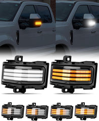 2017-2027+ Ford Super Duty F250 Smoked White Amber LED Mirror Lights