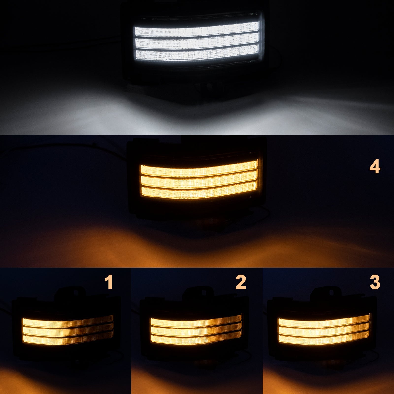 2017-2027+ Ford Super Duty F250 Smoked White Amber LED Mirror Lights