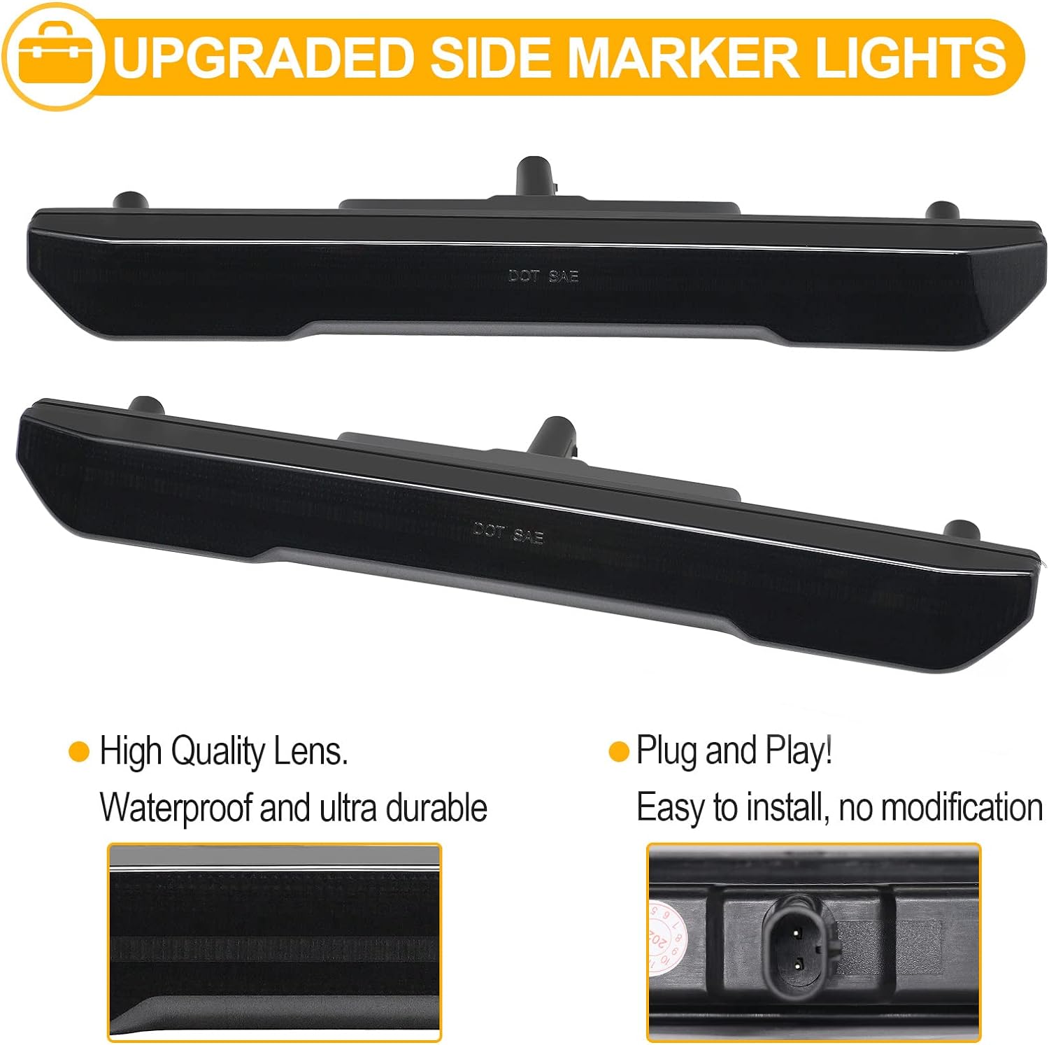 2020-2026+ GMC Sierra HD 2500 Smoked White Amber SCANNING LED Side Markers