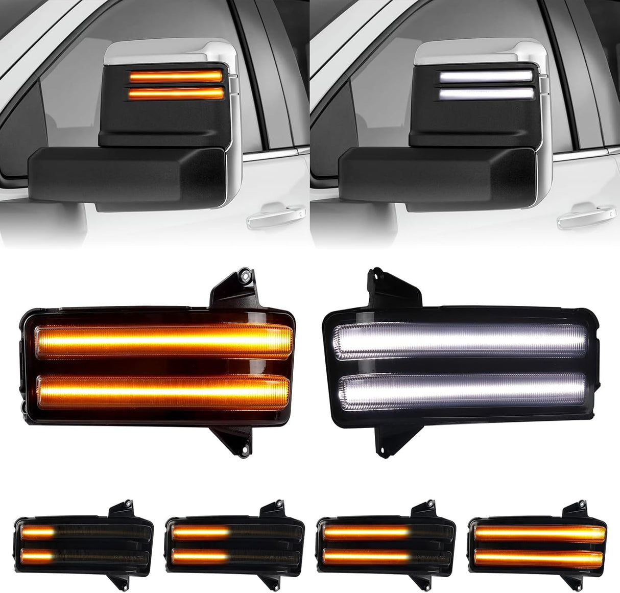 2020-2026+ GMC Sierra HD 2500 Smoked White Amber SCANNING LED Side Markers