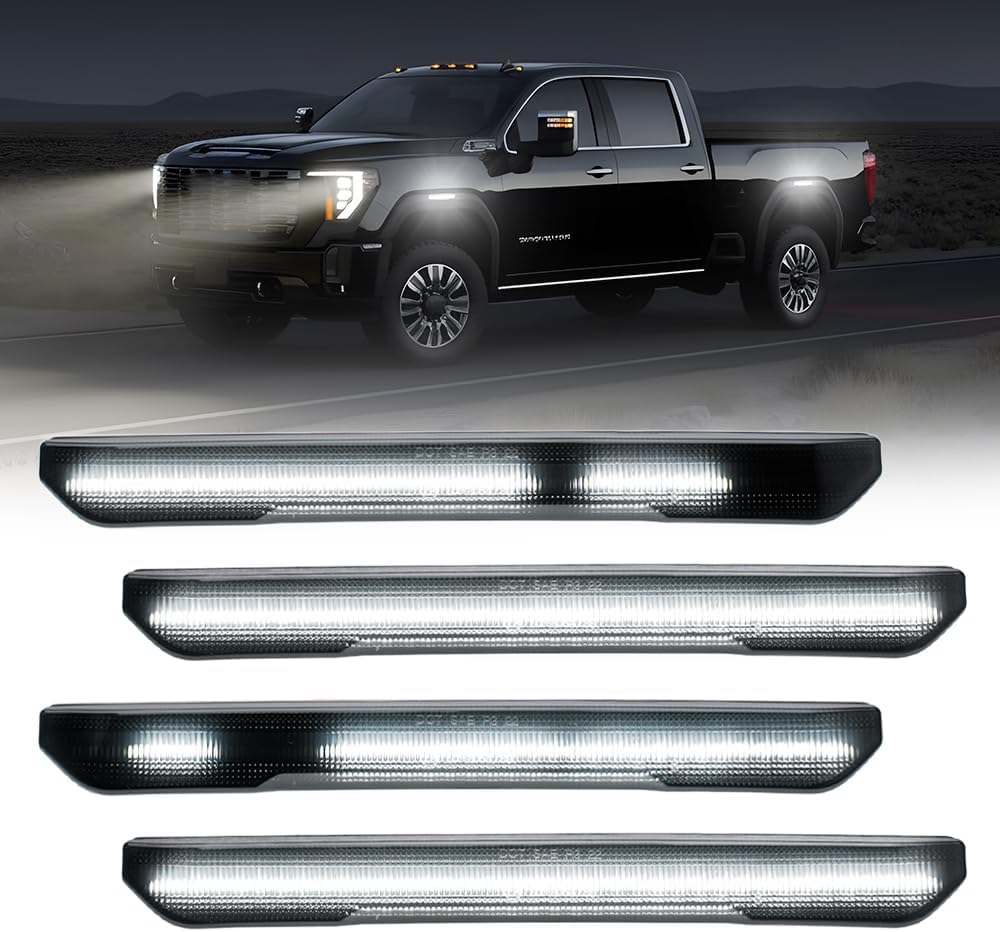 2020-2026+ GMC Sierra HD 2500 Smoked White Amber SCANNING LED Side Markers