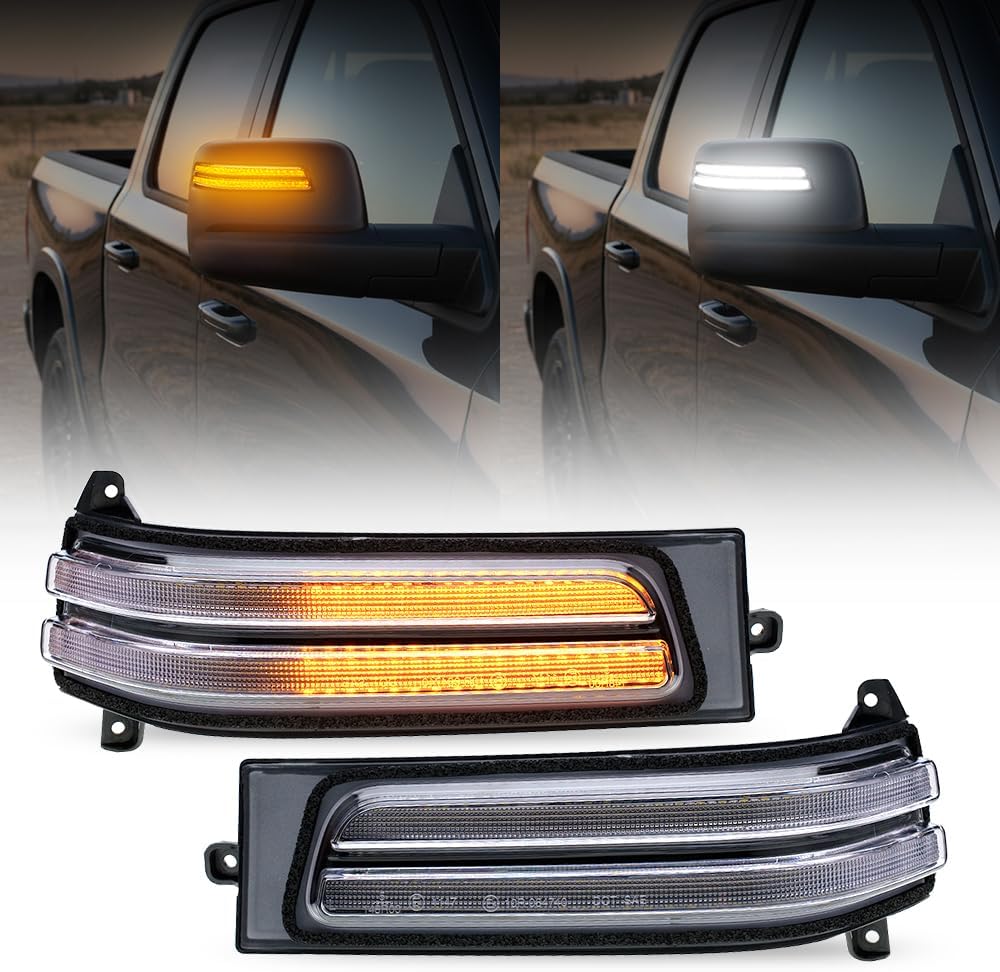 2023-2026+ Ram 1500 2500 HD Smoked White Amber LED Tow Mirror Lights