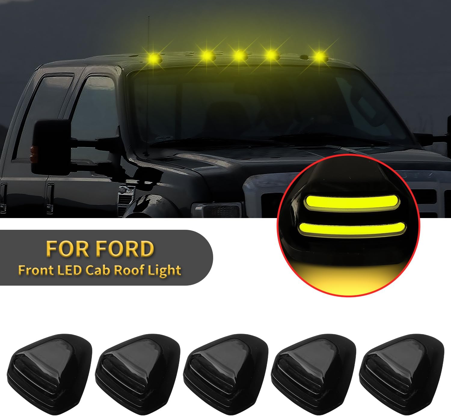 1999-2016 Ford F250 Super Duty Smoked Amber Slim LED Roof Cab Lights