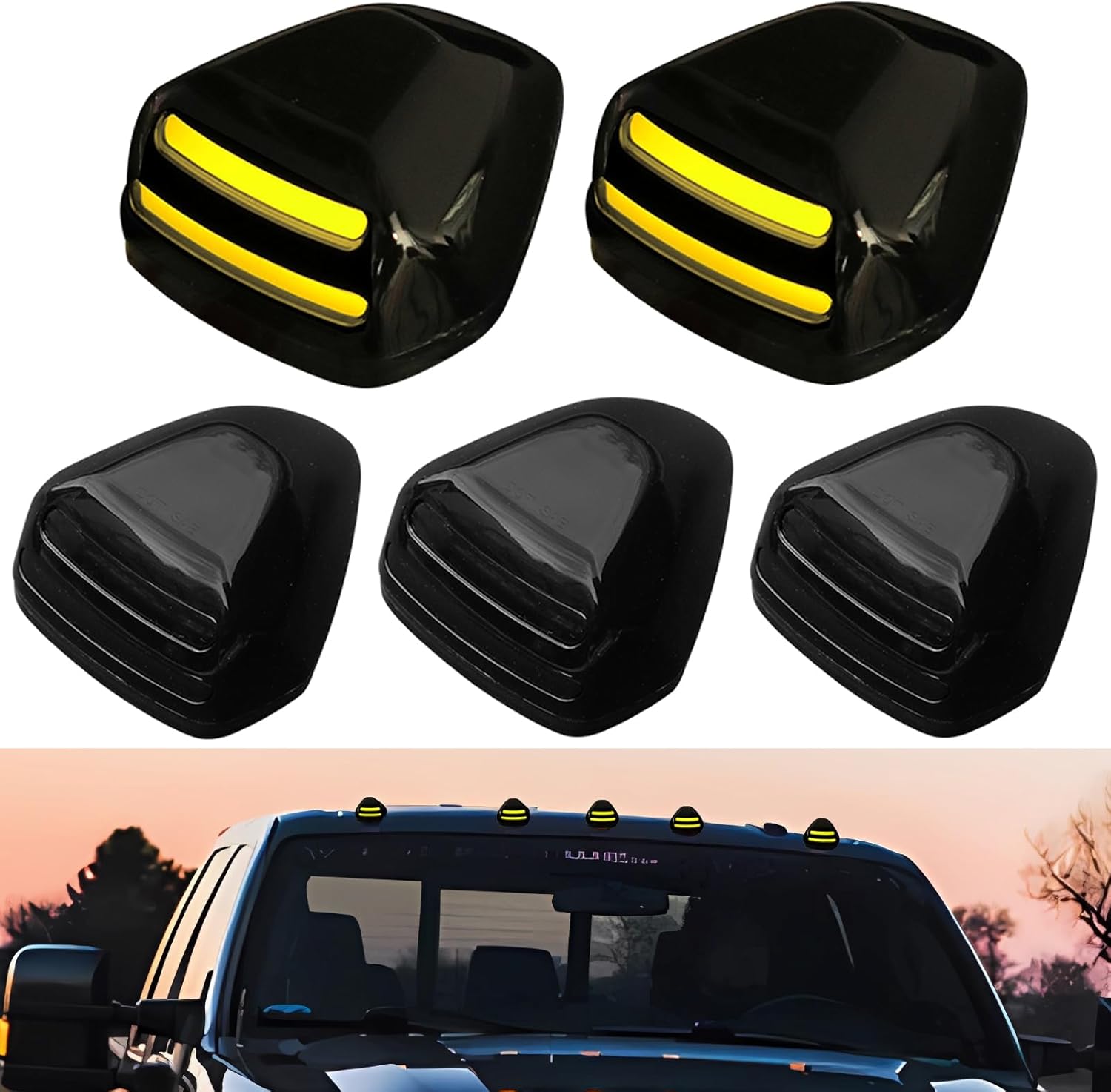 1999-2016 Ford F250 Super Duty Smoked Amber Slim LED Roof Cab Lights